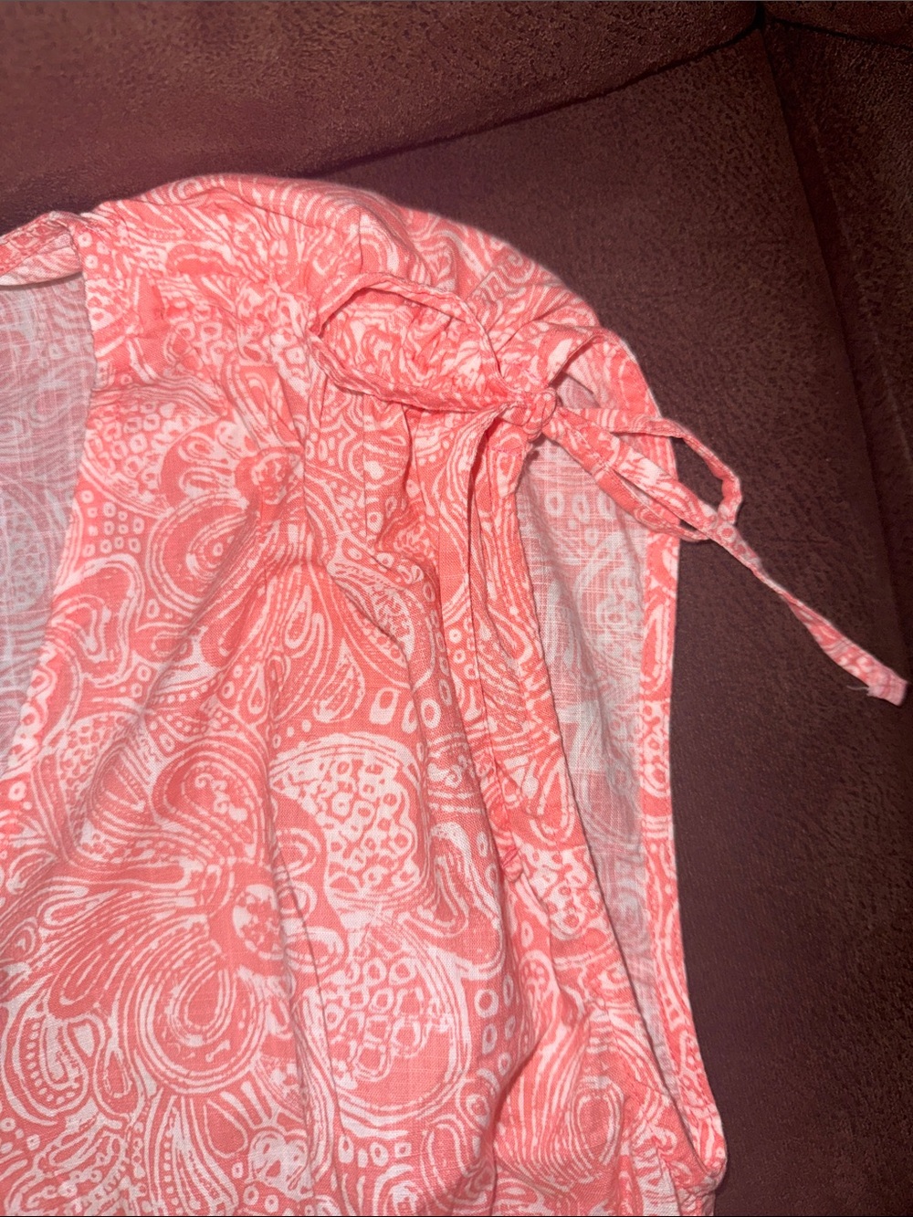 Michael Kors Coral Pink Paisley V-Neck Peplum Top - Picture 5 of 6